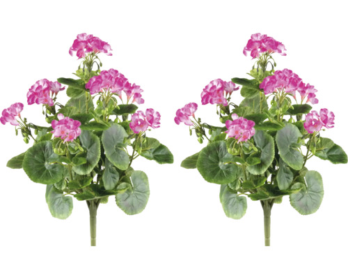 Deux géraniums artificiels en pot