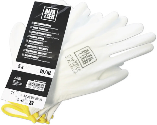 Fünf Malerhandschuhe Größe 10 beziehungsweise XL