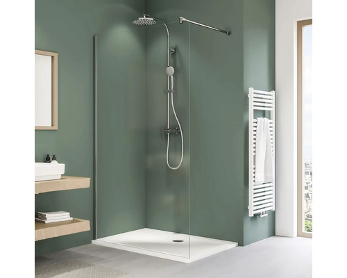 Douche à l'italienne BREUER Entra Express Q72 100 cm couleur du profilé chrome décor de vitre verre transparent avec verre antitache