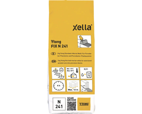 Mortier couche mince YTONG FIX N 241 2 kg Mortier en couche mince Xella Ytong Fix N 241, sac de 2 kg