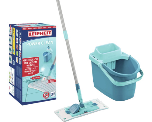 Leifheit Power Clean Wischmop Set mit Eimer und Auswringer