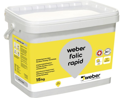 Weber Folic Rapid Membrane d''étanchéité liquide, conditionnement de 15 kilogrammes