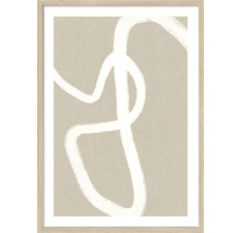 Tableau abstrait sur toile avec cadre en bois clair