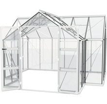 Serre Vitavia Clarus verre de sécurité 3 mm avec cadre de fondation acier 383 x 383 cm argent