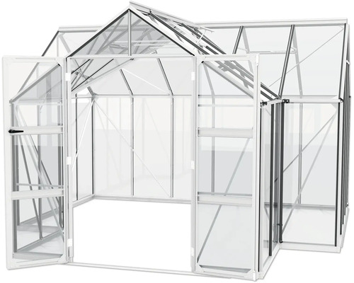 Serre avec portes ouvertes et fenêtre de toit