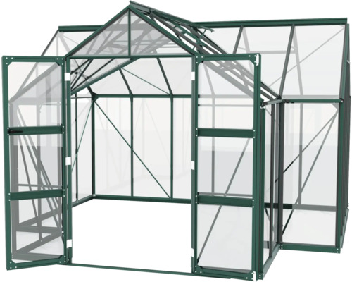 Serre avec portes ouvertes