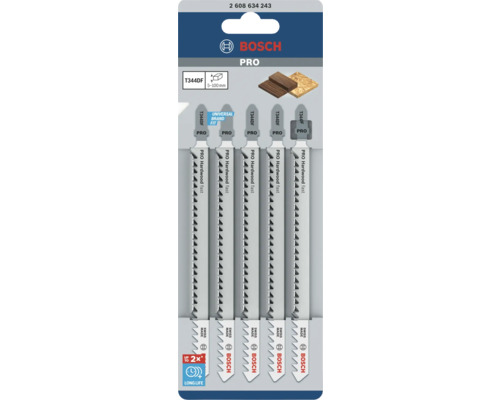 Bosch Lame de scie sauteuse T 344 DF Speed pour bois dur 5 pces Bosch Lame de scie sauteuse T 344 DF Speed pour bois dur 5 pces
