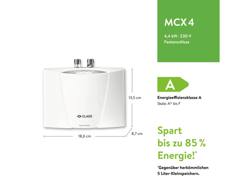 Klein-Durchlauferhitzer Clage MCX 4 elektronisch 4.4 kW