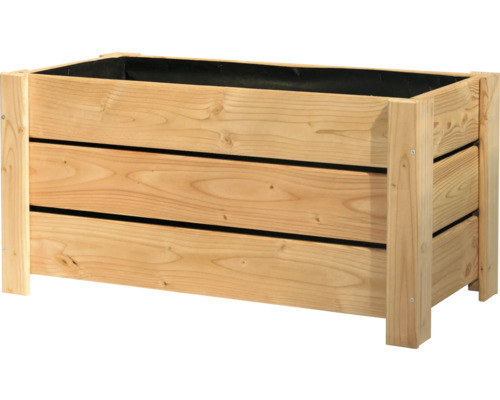 Jardinière surélevée en bois avec revêtement intérieur noir