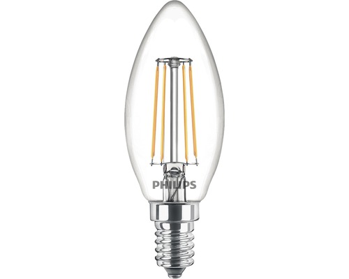 LED Kerzenlampe B35 klar E14/4,3W(40W) 470 lm 2700 K warmweiss 2 Stück Philips LED Leuchtmittel in Kerzenform mit E14 Sockel