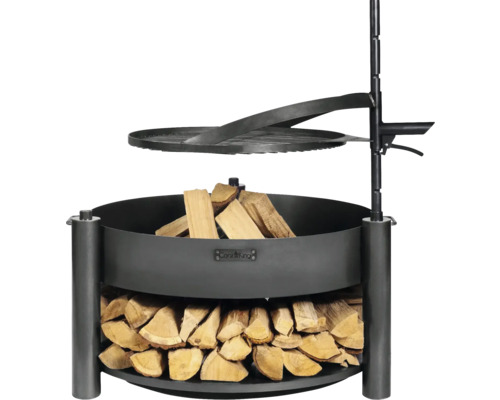 Brasero Montana X avec compartiment à bois & accessoires Cook King 88 x 36 cm noir