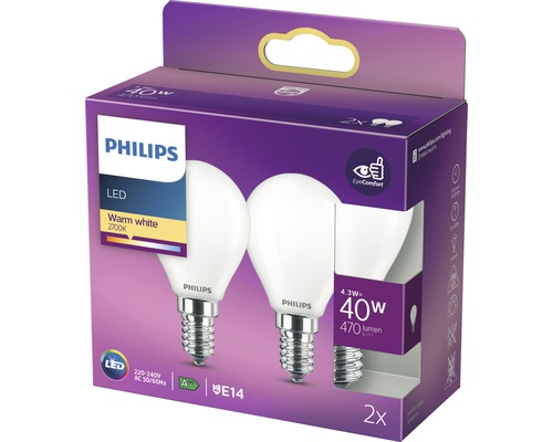 Philips LED Lampe E14 4,3 Watt Doppelpackung