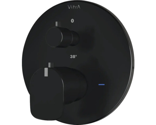 Thermostat de douche encastré VitrA Root Round noir mat A4269536EXP sans corps de base à encastrer VitrA Robinet pour baignoire ou douche, montage apparent