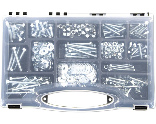 Assortiment de vis d'assemblage galvanisées 560 pièces Boîte d''assortiment avec vis, écrous et rondelles