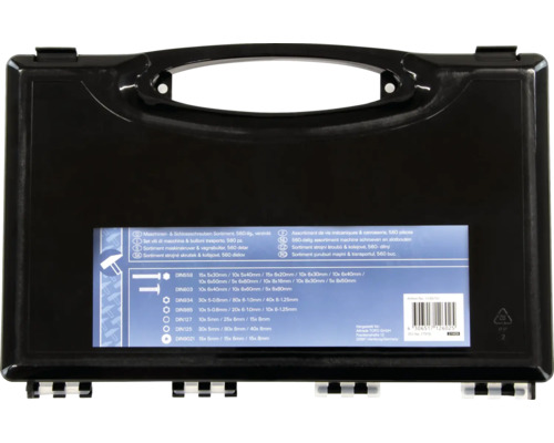 Assortiment de vis dans une valise noire