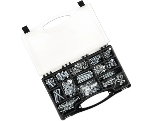 Boîte d''assortiment avec vis, écrous et rondelles