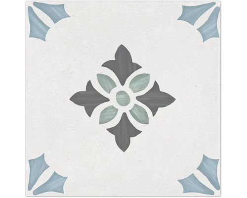 Carrelage sol et mur en grès cérame fin Sirocco Bloom 22,3 cm x 22,3 cm x 0,9 cm Carreau décoratif avec motif floral
