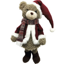 Ours en peluche avec bonnet de Noël, écharpe et veste comme décoration de Noël