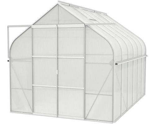 Serre avec cadre en métal et panneaux translucides