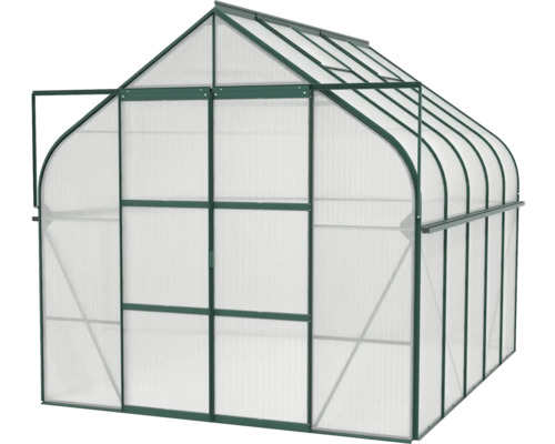 Serre avec plaques en polycarbonate et cadre en acier