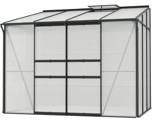 Serre avec panneaux en polycarbonate et lucarne