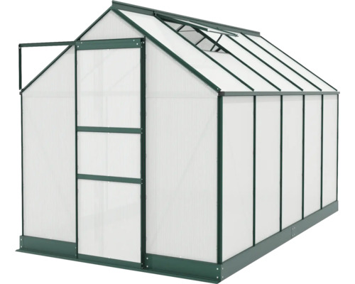 Serre avec porte ouverte et fenêtre de toit