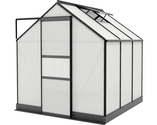 Serre avec porte ouverte et fenêtre de toit