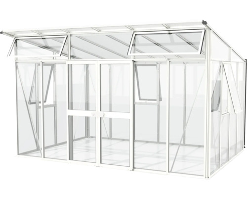 Serre avec fenêtres et porte coulissante