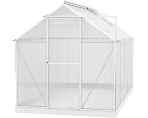 Serre avec toit à pignon et porte d''entrée