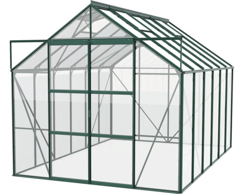 Serre avec cadre en aluminium et panneaux de verre