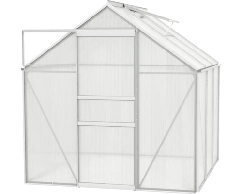 Serre avec porte ouverte et fenêtre de toit