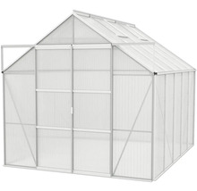 Serre avec plaques en polycarbonate et porte