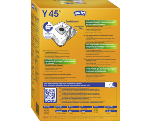 Swirl Y45 Staubsaugerbeutel mit EcoPor Filter, teilweise aus Altpapier