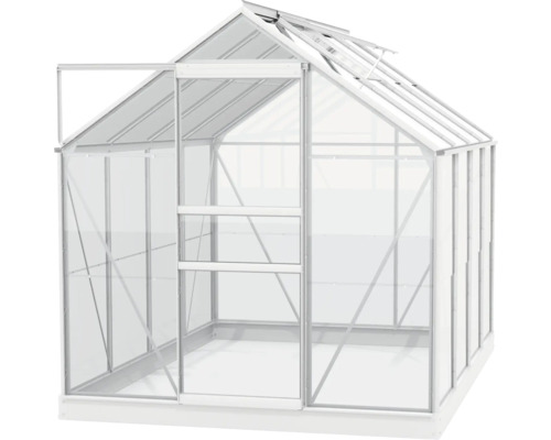 Serre avec porte et fenêtre de toit ouvertes