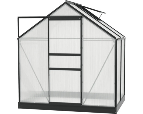 Serre avec porte ouverte et fenêtre de toit