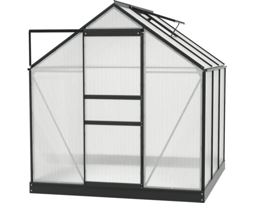 Serre avec porte ouverte et lucarne