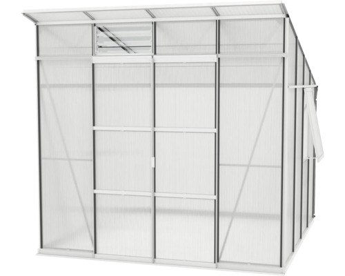 Serre avec trappes d''aération et porte coulissante