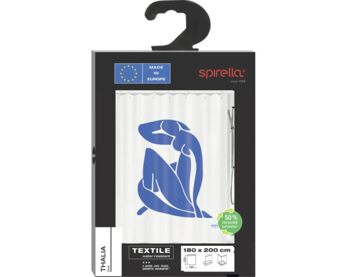 Rideau de douche Spirella Thalia, textile, hydrofuge, motif, 180x200 cm