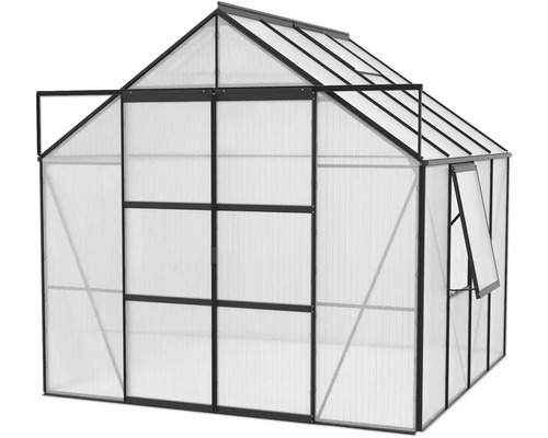 Serre avec panneaux en polycarbonate et structure en acier