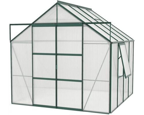 Serre avec fenêtre et porte ouvertes