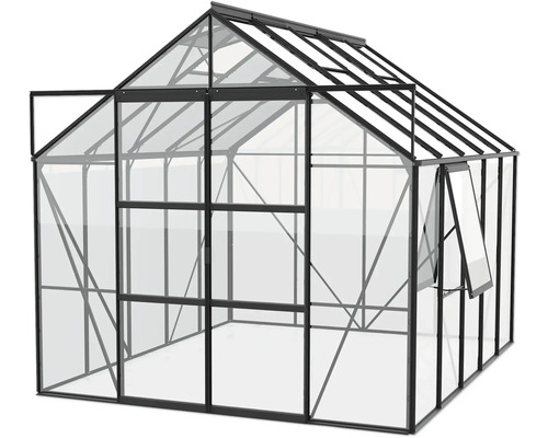 Serre avec fenêtre et porte ouvertes