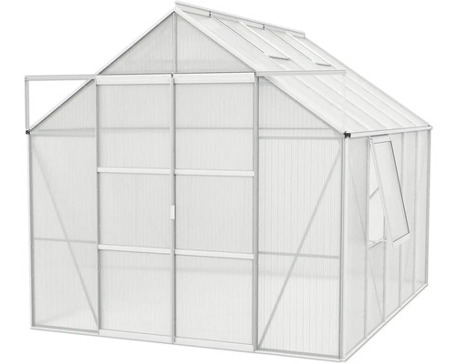 Serre avec fenêtres de toit et porte ouverte