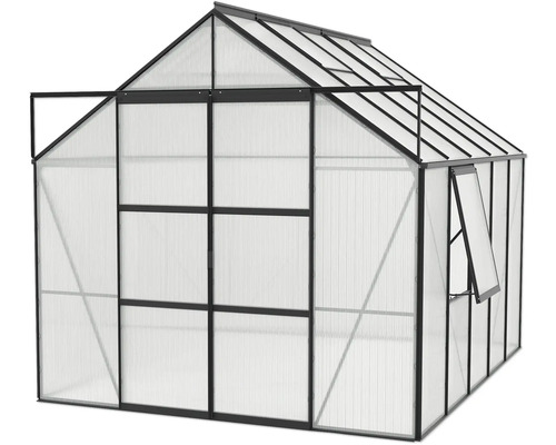 Serre avec cadre en aluminium et plaques de polycarbonate