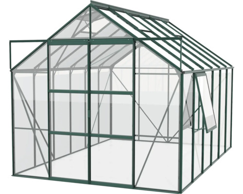 Serre avec porte et fenêtre ouvertes pour le jardin