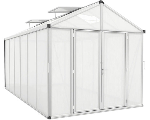 Serre avec cadre en aluminium et parois translucides