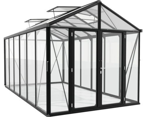 Gewächshaus mit Glas und Metallrahmen