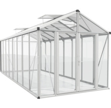 Serre Vitavia Zeus Comfort 15700 verre de sécurité trempé/ panneaux alvéolés avec profilé de sol 258,4x614 cm alu