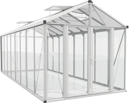 Serre avec cadre en aluminium et panneaux de verre