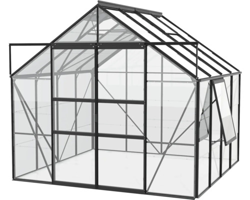 Serre avec verre et cadre métallique