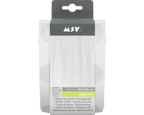 MSV Bristol rideau de douche 180x200 centimètres en PVC